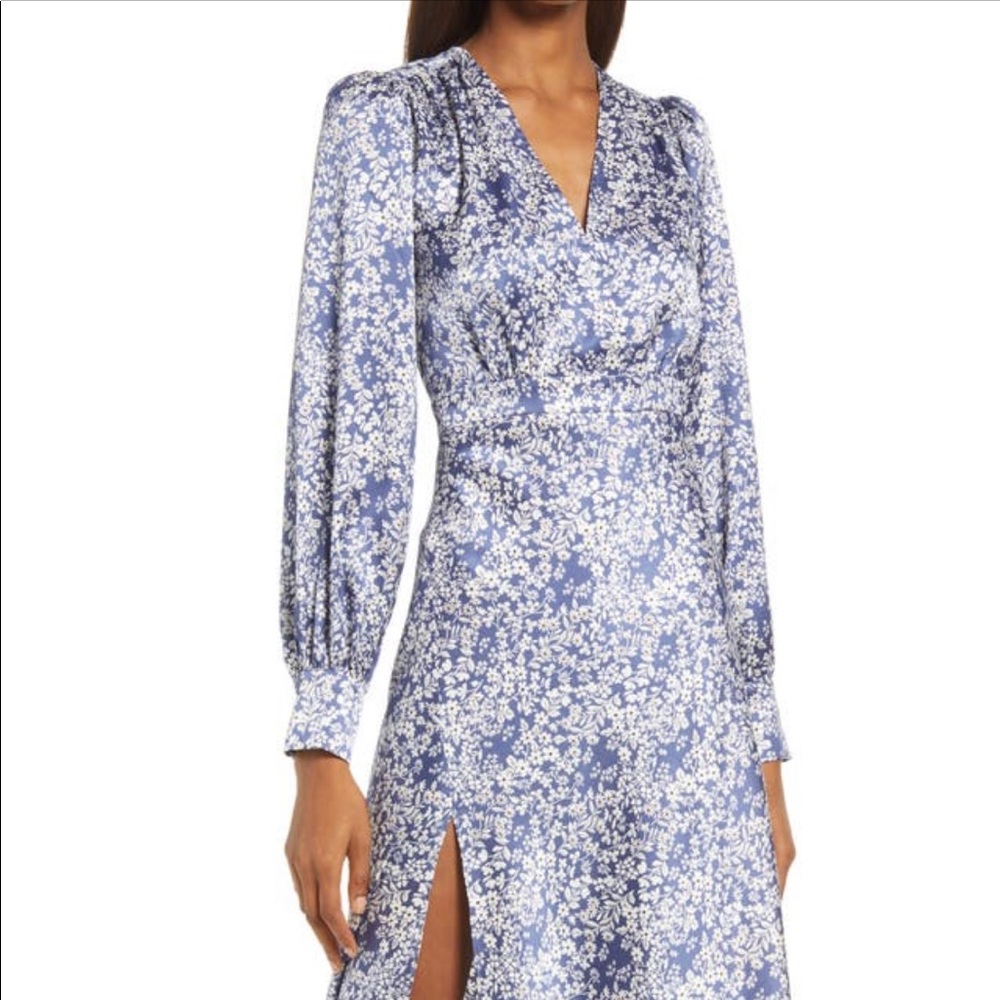 Floret Studios Floral Long Sleeve Satin Dress from Nordstrom